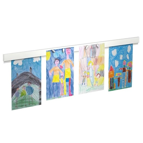 INFO RAIL MAGNÉTIQUES BLANC 200 CM ((INCLUT MATÉRIEL DE FIXATION, ET EMBOUTS DE RAIL) ARTI TEQ 5 - Cimaise Tableau 