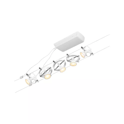 Kit básico de sistema de cables para cardán CorDuo GU5, 3 máx. 5x10W 230/12V Blanco esmerilado PAULMANN 62 - Cimaise Tableau 