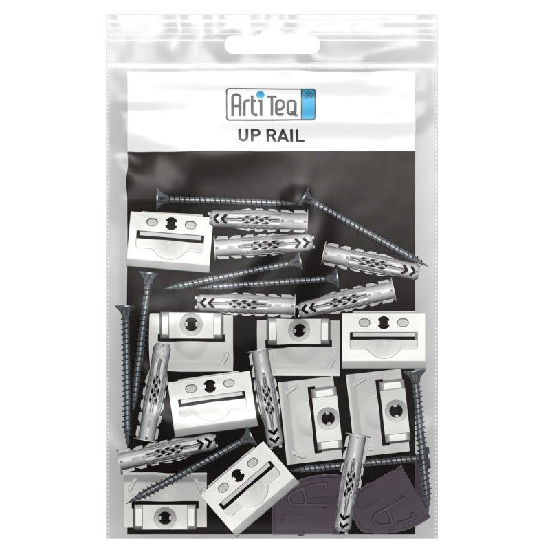 Pack clips de fixation pour cimaise Up Rail ( x 6) + Vis et Chevilles ARTI TEQ 1 - Cimaise Tableau 