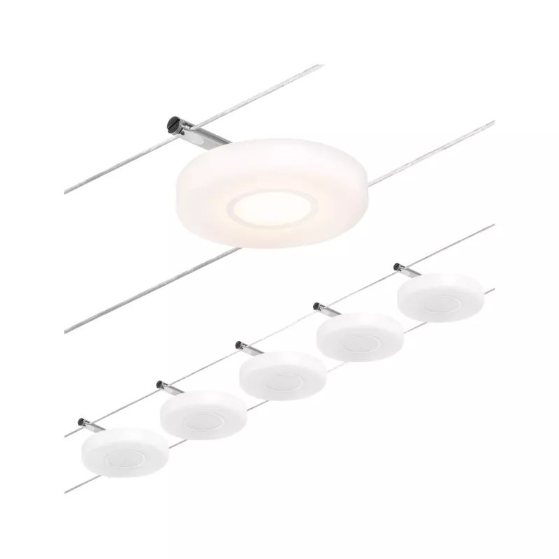 ,CorDuo Système sur câbles LED DiscLED Kit de base 5x200lm 5x4,,5W 3000K 230/12V Chrome mat,,, PAULMANN 30 - Cimaise Tableau 