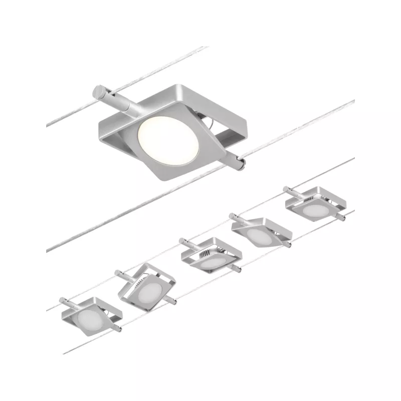,CorDuo Système sur câbles LED MacLED Kit de base 5x250lm 5x4,,5W 3000K 230/12V Chrome mat,,,