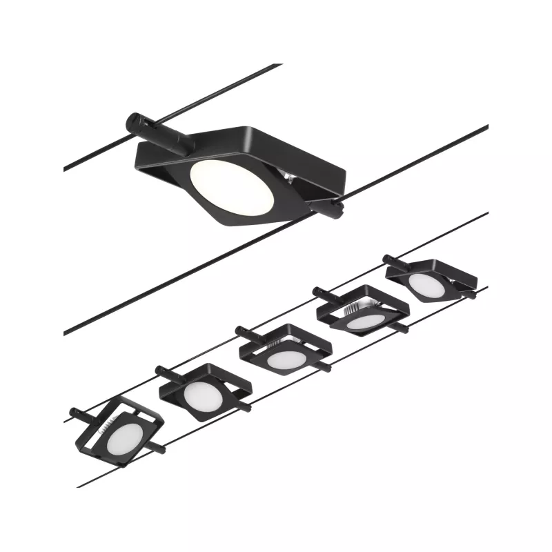 ,CorDuo Système sur câbles LED MacLED Kit de base 5x250lm 5x4,,5W 3000K 230/12V Noir mat,,,