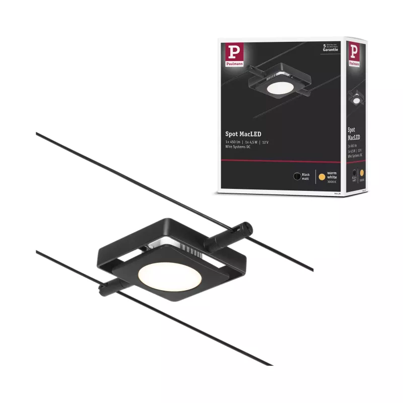 ,CorDuo Système sur câbles LED MacLED Spot individuel 250lm 4,,5W 3000K 12V Noir mat,,,