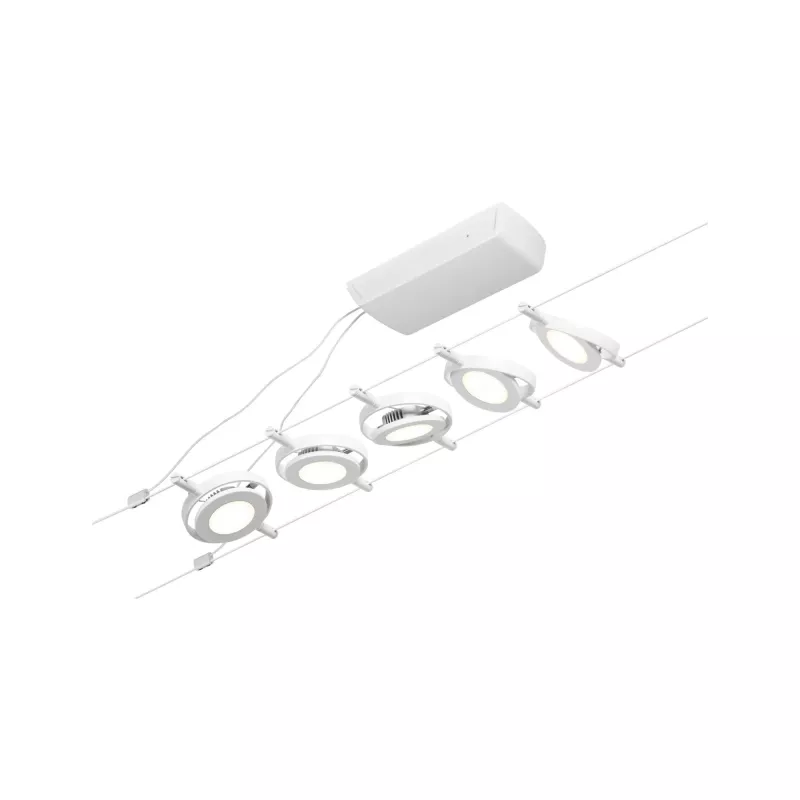 ,CorDuo Système sur câbles LED RoundMac Kit de base 5x200lm 5x4,,5W 3000K 230/12V Blanc,,,
