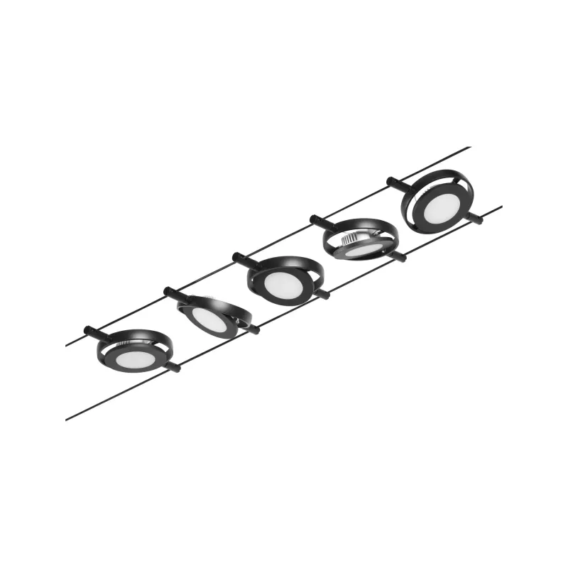 ,CorDuo Système sur câbles LED RoundMac Kit de base 5x200lm 5x4,,5W 3000K 230/12V Noir mat,,, PAULMANN 23 - Cimaise Tableau 