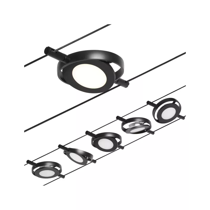 ,CorDuo LED System on Cables RoundMac Basic Kit 5x200lm 5x4.5W 3000K 230/12V Matte Black,,, PAULMANN 28 - Cimaise Tableau 