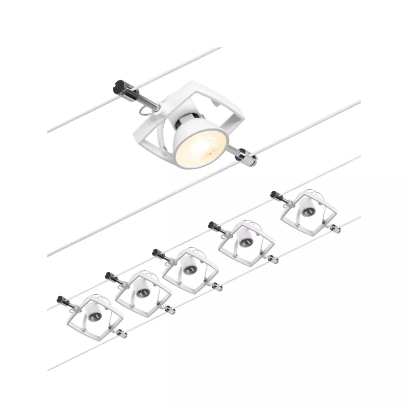 ,CorDuo Système sur câbles Mac II Kit de base GU5,,3 max. 5x10W 230/12V Blanc dépoli,,, PAULMANN 28 - Cimaise Tableau 