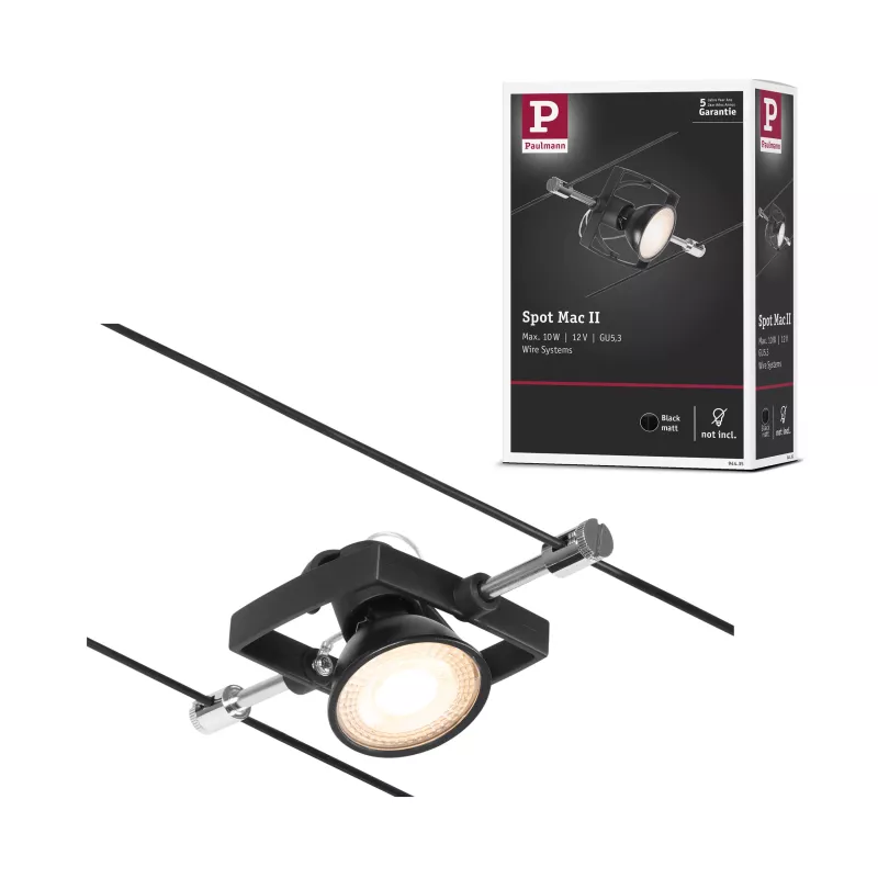,CorDuo Système sur câbles Mac II Spot individuel GU5,,3 max. 10W 12V Noir mat,,,