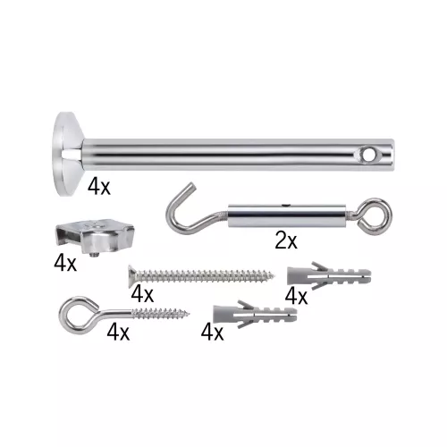 Kit de montaje para sistema de cables, soporte + soporte en ángulo recto, juego de 4