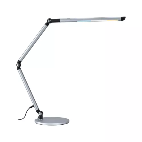 Lámpara de escritorio LED con regulador de intensidad de 3 pasos, barra flexible, interruptor blanco, 700 lm, 9,5 W, color plata