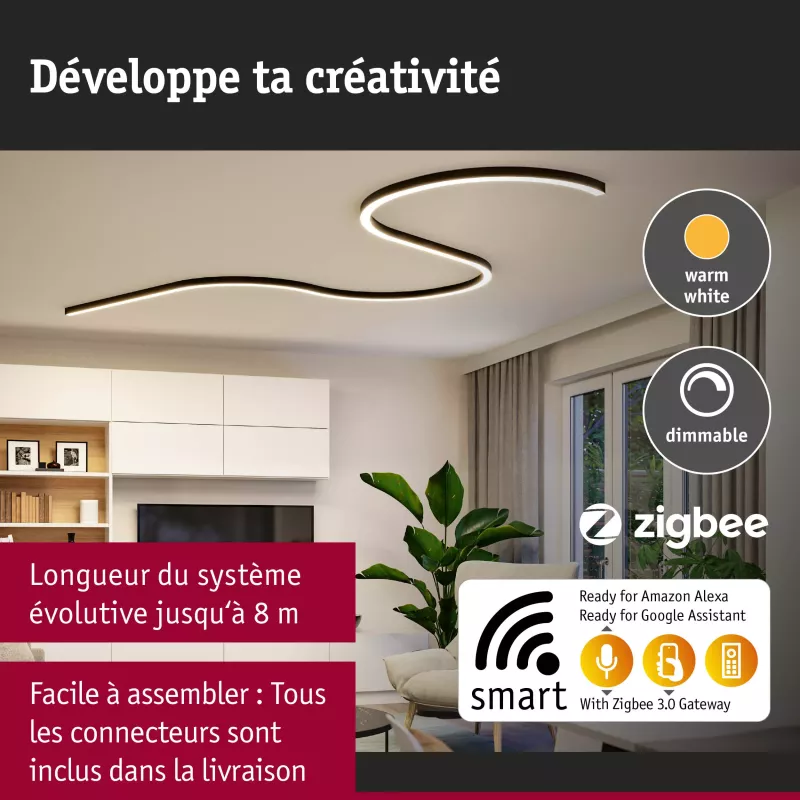 Linion Alimentation électrique Power Channel Zigbee 230/24V 17W Noir signal 1m PAULMANN 30 - Cimaise Tableau 