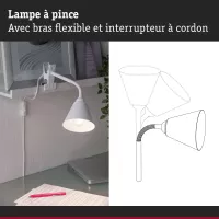 Spot pince Vitis Flexible arm cord switch Blanc 230V E14 - système d'accrochage et décoration - détail 5
