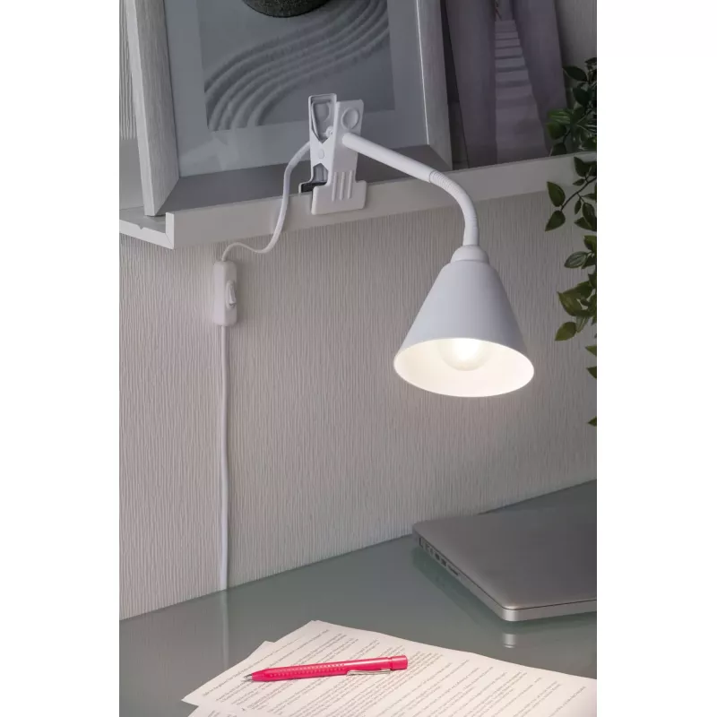 Spot clamp Vitis Flexible arm cord switch White 230V E14