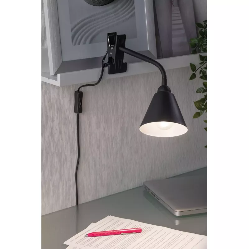 Spot pince Vitis Flexible arm cord switch Noir 230V E14
