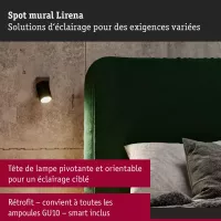 Foco Lirena GU10, máx. 10 W, metal negro mate. - système d'accrochage et décoration - détail 5