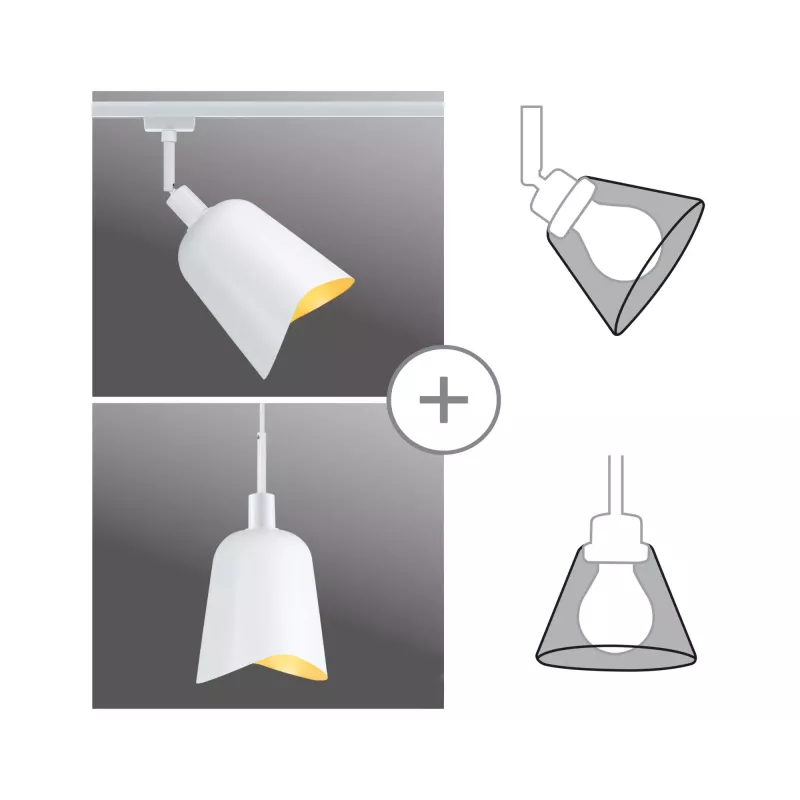 ,URail Lampshade DecoSystems Alvaro 144mm White,, Gold, PAULMANN 13 - Cimaise Tableau 
