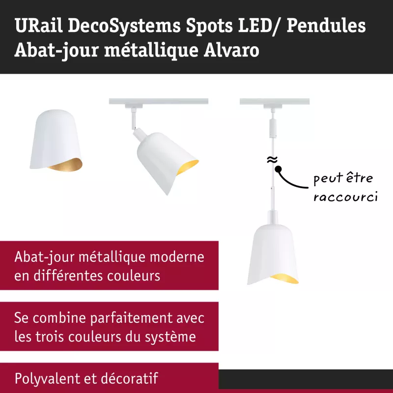 ,URail Lampenschirm DecoSystems Alvaro 144mm Weiß,, Gold, PAULMANN 15 - Cimaise Tableau 