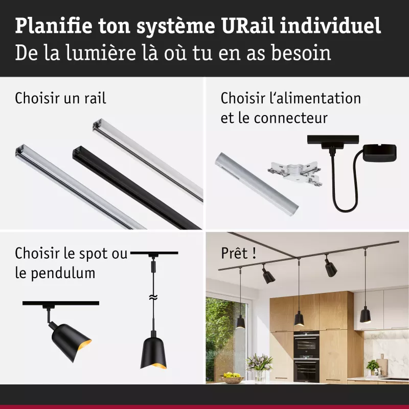 ,URail Abat-jour DecoSystems Alvaro 144mm Noir mat,, Doré,