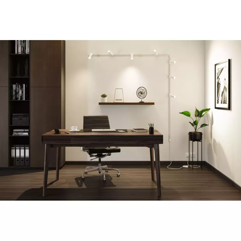 ,URail Alimentation électrique Câble avec interrupteur 2,,4m max. 1000W Blanc signal,