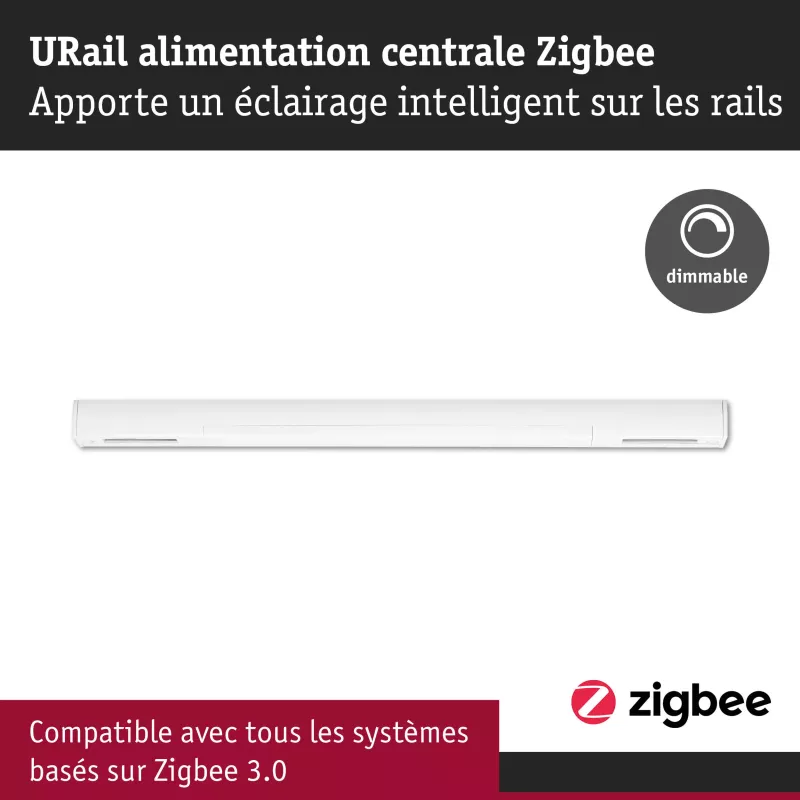 URail Alimentation électrique Zigbee 3.0 Alimentation centrale 304x21mm max. 100W Blanc signal PAULMANN 18 - Cimaise Tableau 