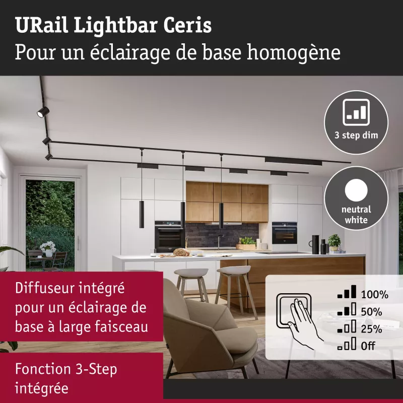 ,URail Lightbar 3-Step-Dim Ceris 850lm 9,,5W 4000K gradable 230V,
