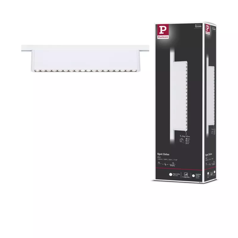 URail Lightbar 3-Step-Dim Zelos 1100lm 10W 4000K gradable 230V Blanc signal PAULMANN 18 - Cimaise Tableau 