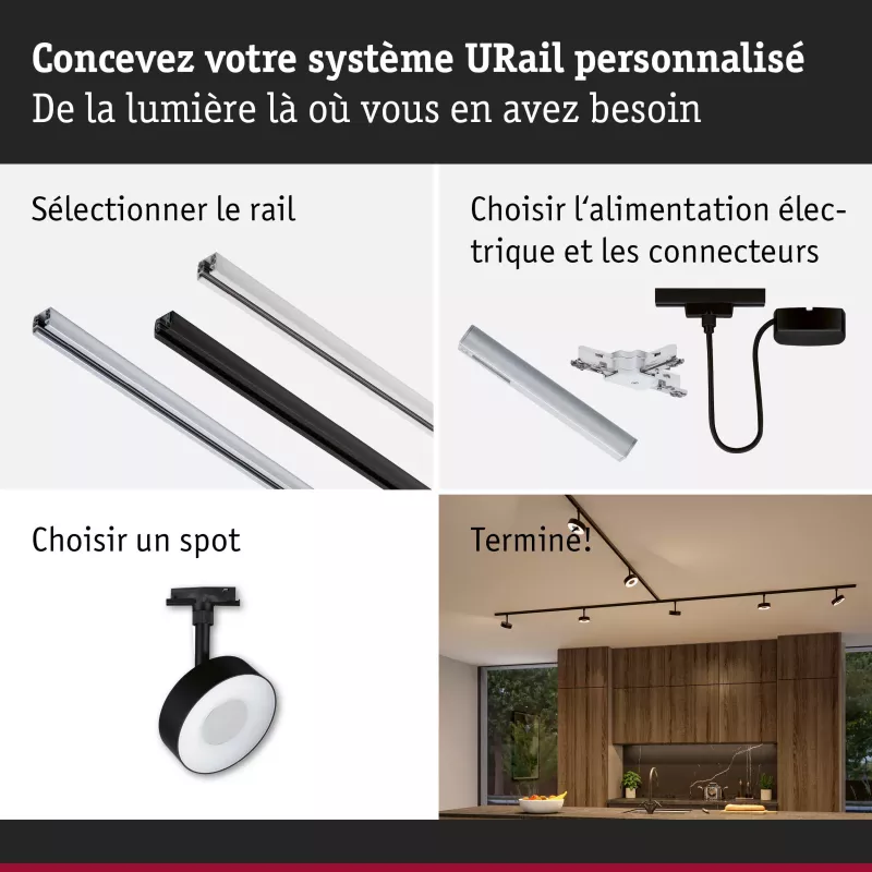 URail Spot sur rail 3-Step-Dim Circle 180lm 5W 2700 - 4000K gradable 230V PAULMANN 22 - Cimaise Tableau 