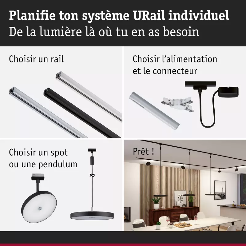 URail Spot sur rail 3-Step-Dim Hildor 850lm 15W 4000K gradable 230V PAULMANN 43 - Cimaise Tableau 