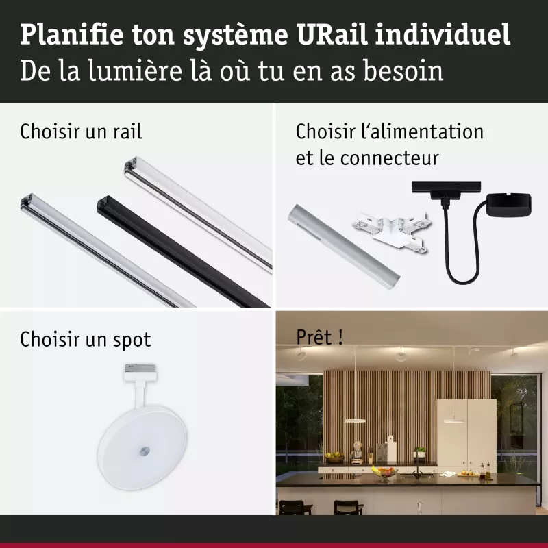 URail Spot sur rail 3-Step-Dim Hildor 850lm 15W 4000K gradable 230V Blanc signal