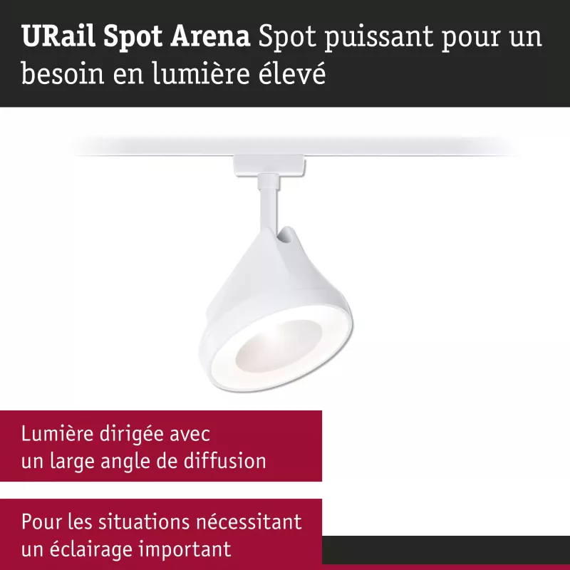 ,URail Gleisstrahler Arena Einzelstrahler 900lm 15,,1W 4000K dimmbar 230V Signal weiß,