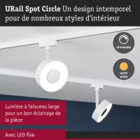 URail Gleisstrahler, rund, 180 lm, 5 W, 3000 K, dimmbar, 230 V, Signalweiß - système d'accrochage et décoration - détail 6