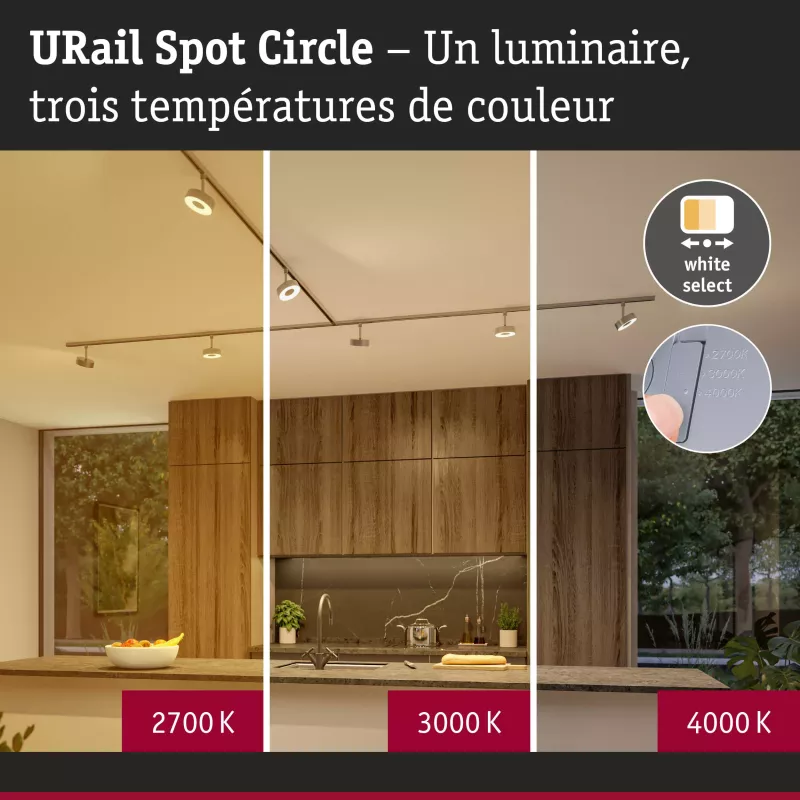 URail Track spotlight Circle 220lm 5W 2700 - 4000K dimmable 230V