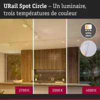 URail Spot sur rail Circle 250lm 5W 2700 - 4000K gradable 230V Blanc signal - système d'accrochage et décoration - détail 6