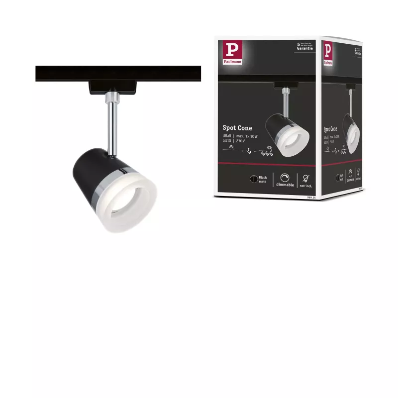 URail Track Spot Cone Individual Spot GU10 max. 10W Dimmable 230V Matte Black