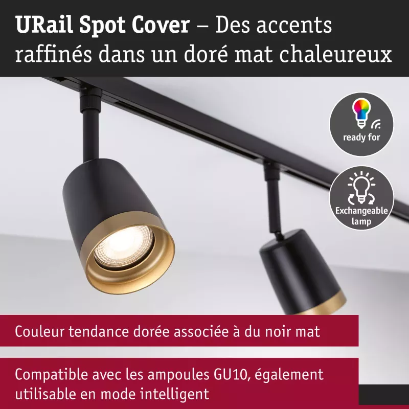 ,URail Spot sur rail Cover Spot individuel GU10 max. 10W 230V Noir mat,, Doré, PAULMANN 18 - Cimaise Tableau 