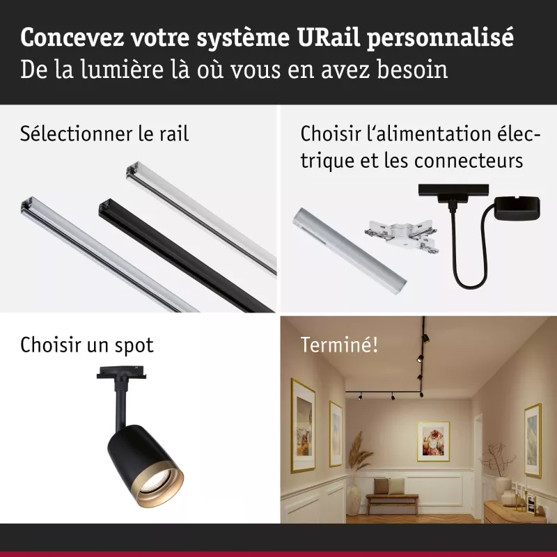 ,URail Spot sur rail Cover Spot individuel GU10 max. 10W 230V Noir mat,, Doré, PAULMANN 20 - Cimaise Tableau 