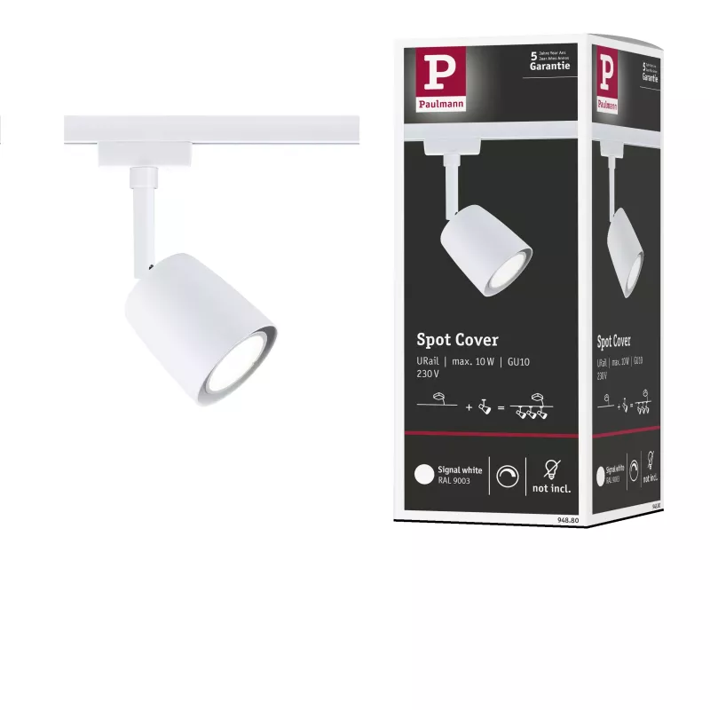 URail Spot sur rail Cover Spot individuel GU10 max. 10W gradable 230V Blanc signal
