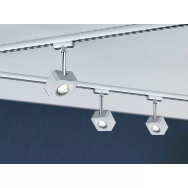 Foco de riel URail Cube Foco individual 540lm 8W 2700K regulable 230V Cromo mate,,,