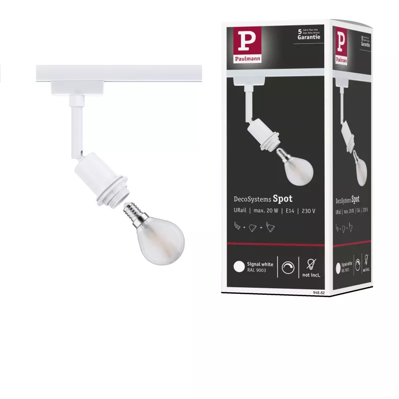 URail Schienenstrahler DecoSystems Basic E14 max. 20 W dimmbar 230 V Signal weiß