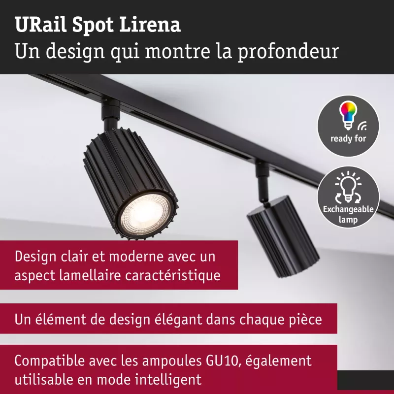 URail Spot sur rail Lirena GU10 max. 10W 230V