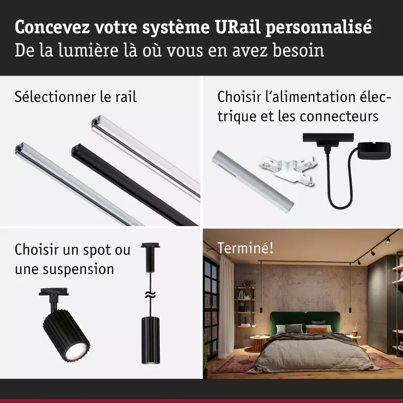 URail Spot sur rail Lirena GU10 max. 10W 230V