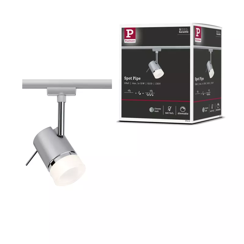 ,URail Spot sur rail Pipe Spot individuel GU10 max. 10W gradable 230V Chrome mat,,,