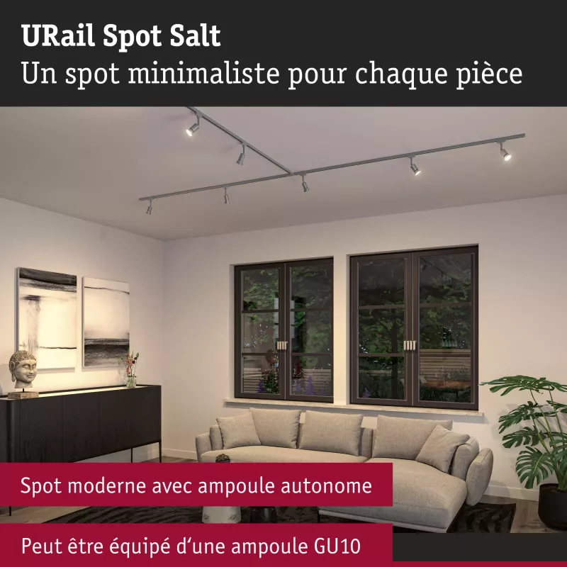 URail Spot sur rail Salt Spot individuel GU10 max. 10W gradable 230V