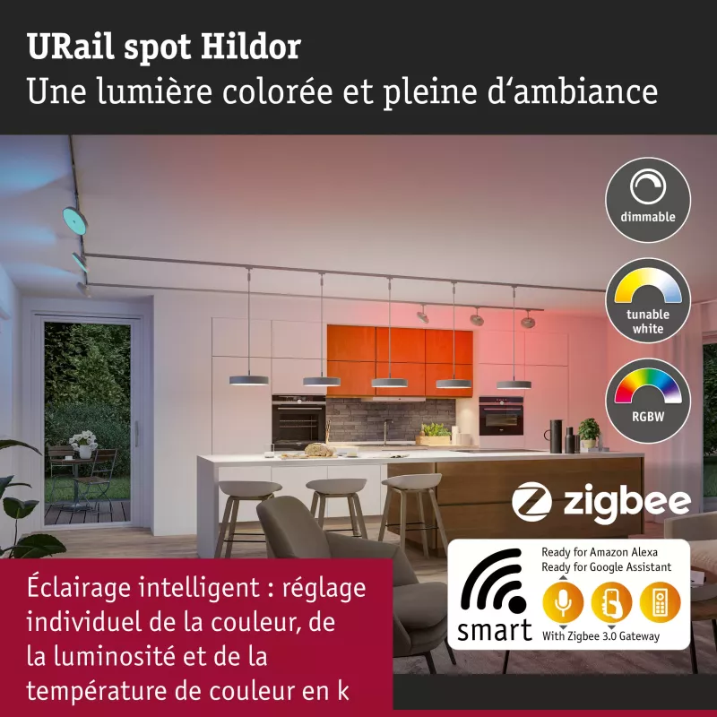 ,URail Schienenstrahler Smart Home Zigbee 3.0 Hildor RGBW 500lm 7,5W RGBW+ dimmbar 230V,
