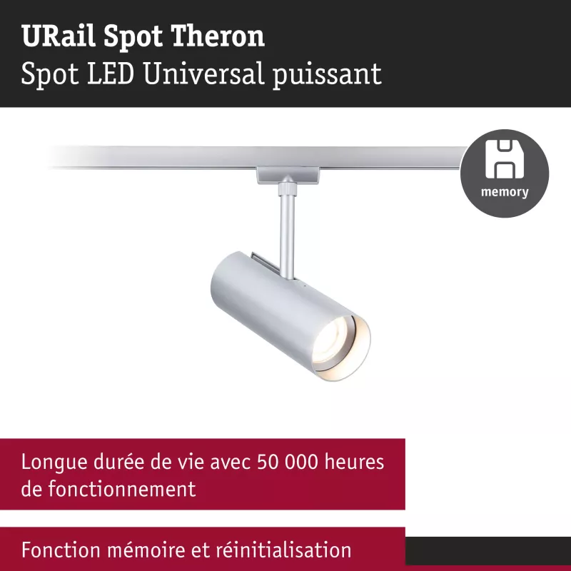 URail Spot sur rail Theron Spot individuel 1020lm 11W 3000K gradable 230V