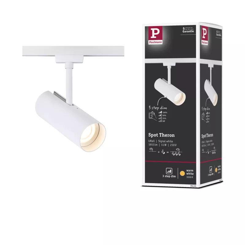 URail Spot sur rail Theron Spot individuel 1020lm 11W 3000K gradable 230V Blanc signal PAULMANN 22 - Cimaise Tableau 