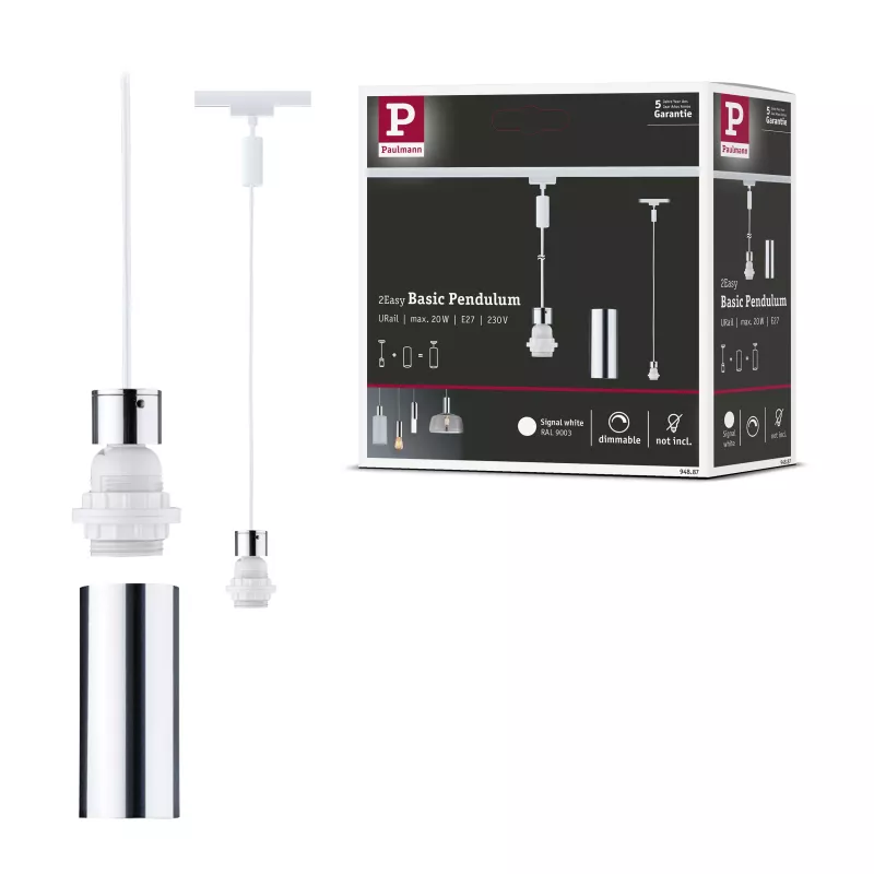 URail Suspension 2Easy E27 max. 20W gradable 230V Blanc signal