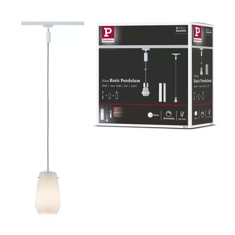 Lámpara colgante URail 2Easy E27 máx. 20W regulable 230V Blanca,,,