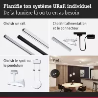 URail Pendelleuchte Alejandro, 3-stufig dimmbar, 800 lm, 10 W, 4000 K, 230 V, weiß - système d'accrochage et décoration - détail 6