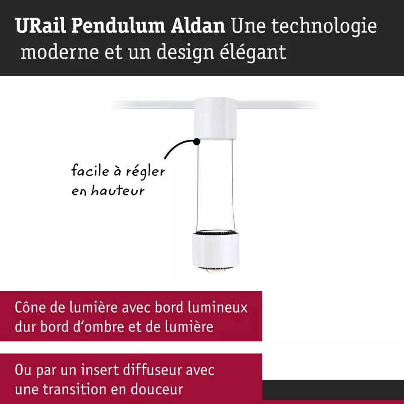 ,URail Suspension Aldan 750lm 8,,5W 4000K gradable 230V Blanc signal,